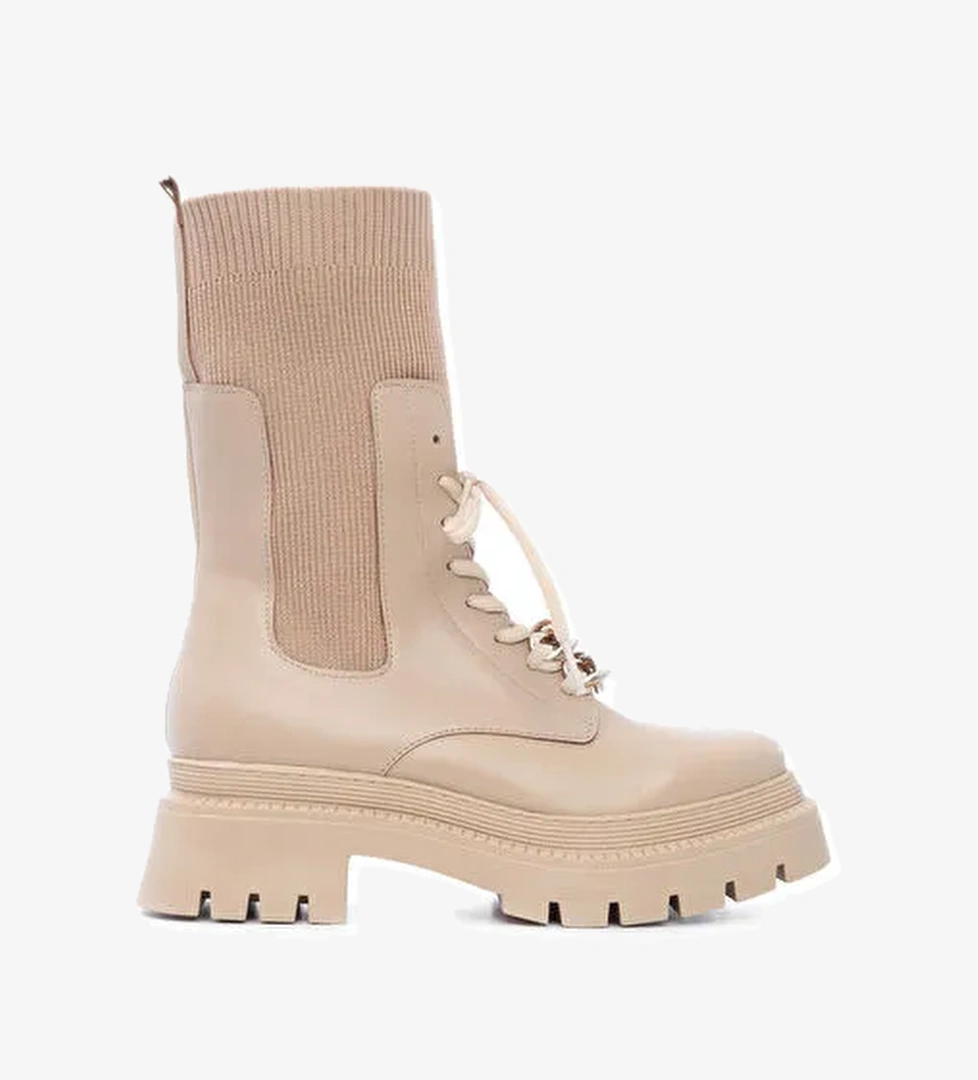 Tamer Tanca Kadın Tekstil & Suni Deri Bej Günlük Bot - Görsel 1