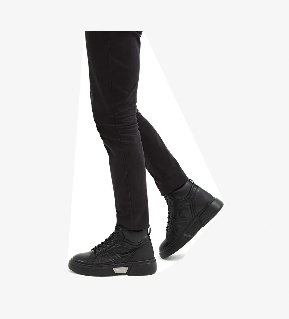 Tamer Tanca Erkek Hakiki Deri Siyah Casual Bot - Görsel 1