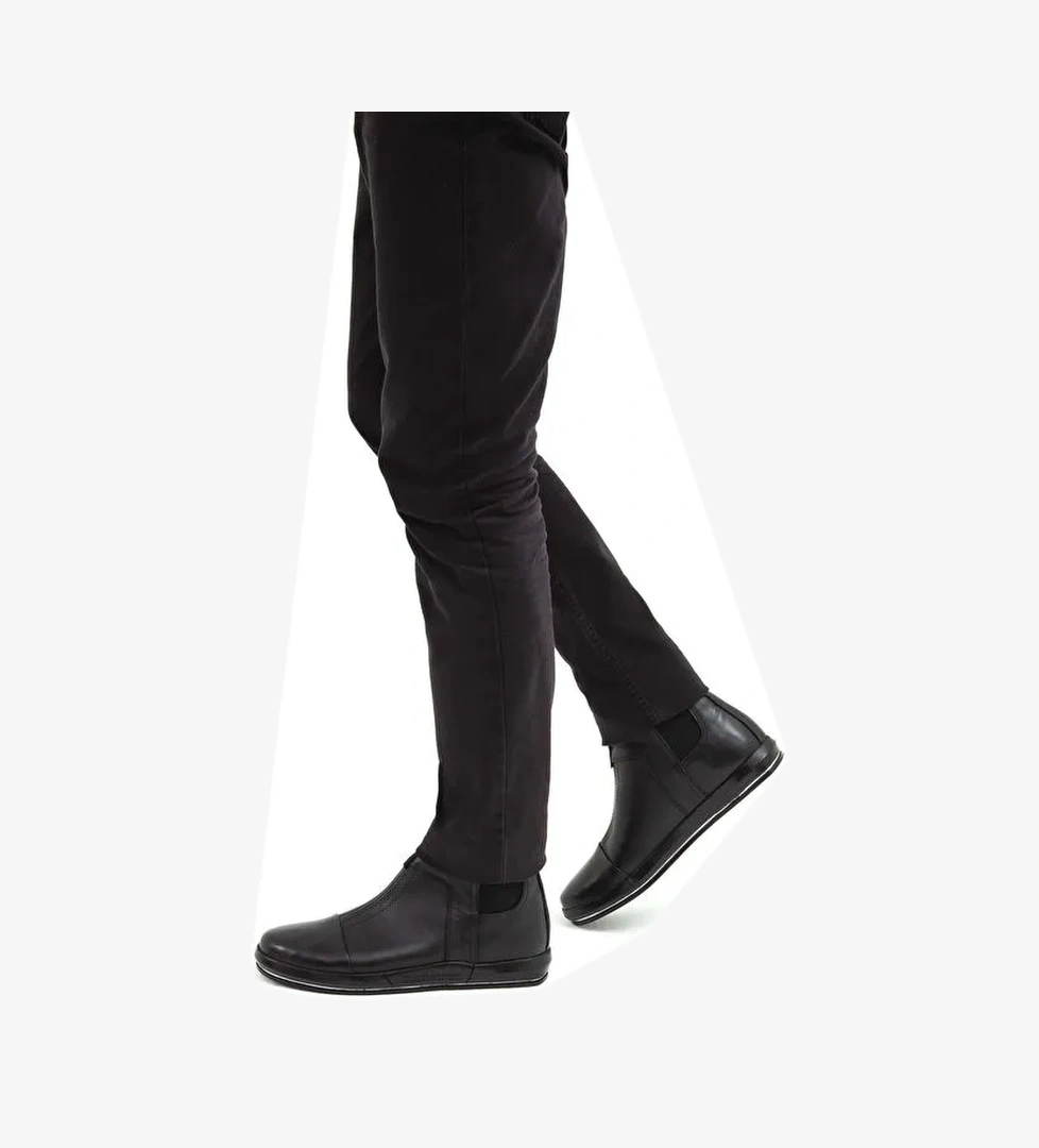 Tamer Tanca Erkek Hakiki Deri Siyah Casual Bot - Görsel 1