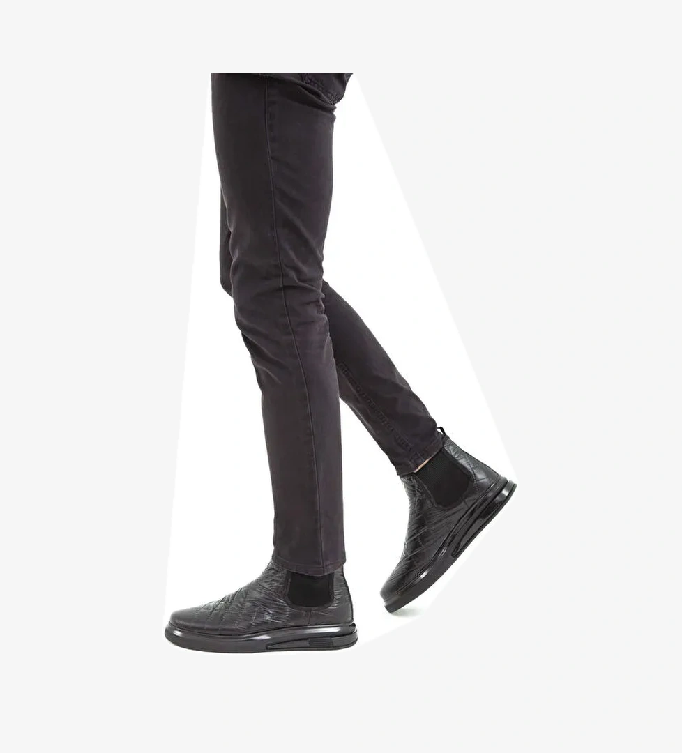 Tamer Tanca Erkek Suni Deri Siyah Casual Bot - Görsel 1