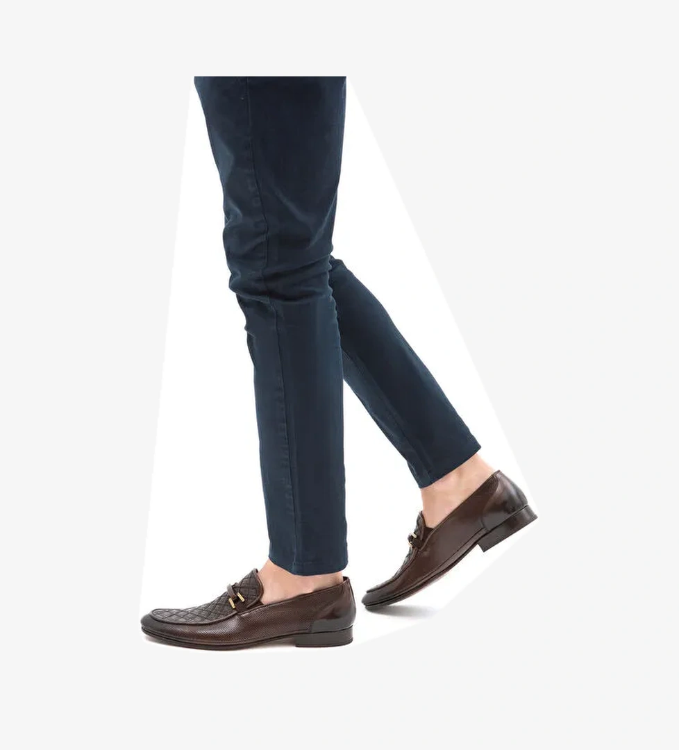 Tamer Tanca Erkek Hakiki Deri Kahverengi Makosen Ayakkabı - Görsel 1