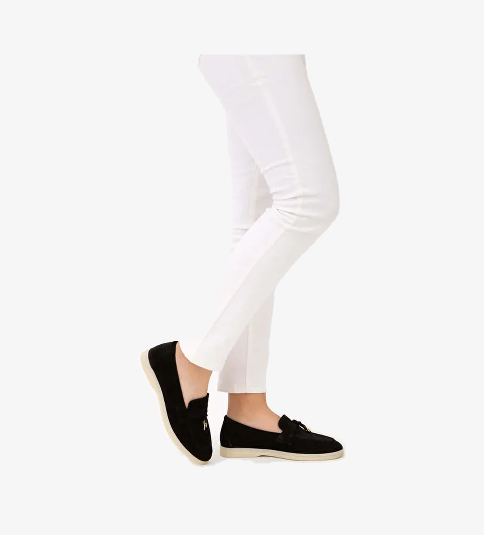 Tamer Tanca Kadın Hakiki Deri Siyah Loafer Ayakkabı - Görsel 1