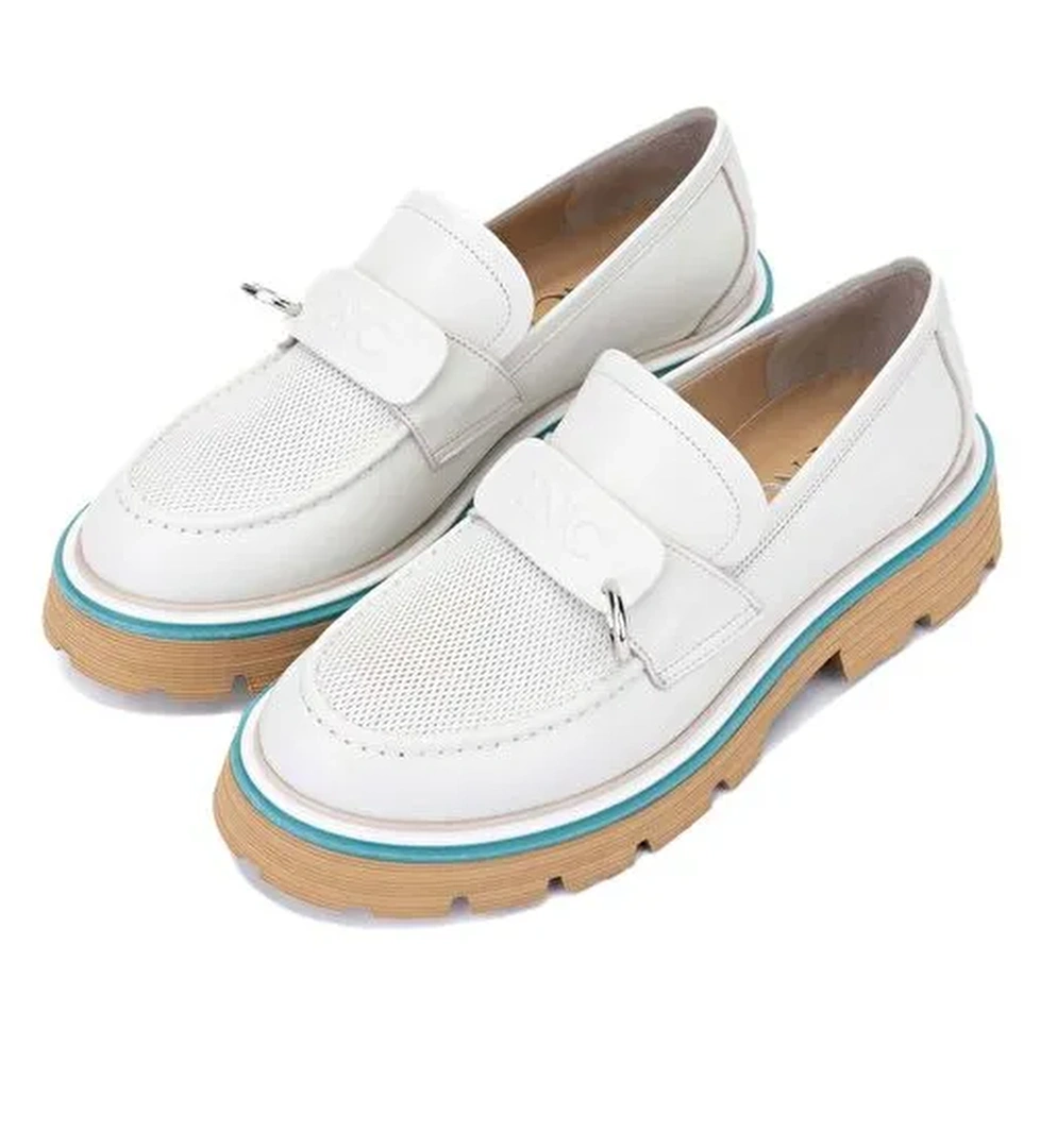 Tamer Tanca Kadın Hakiki Deri Bej Loafer Ayakkabı - Görsel 1