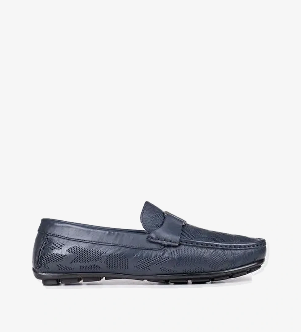 Özel Tasarım Hakiki Deri Lacivert Erkek Loafer - Görsel 1
