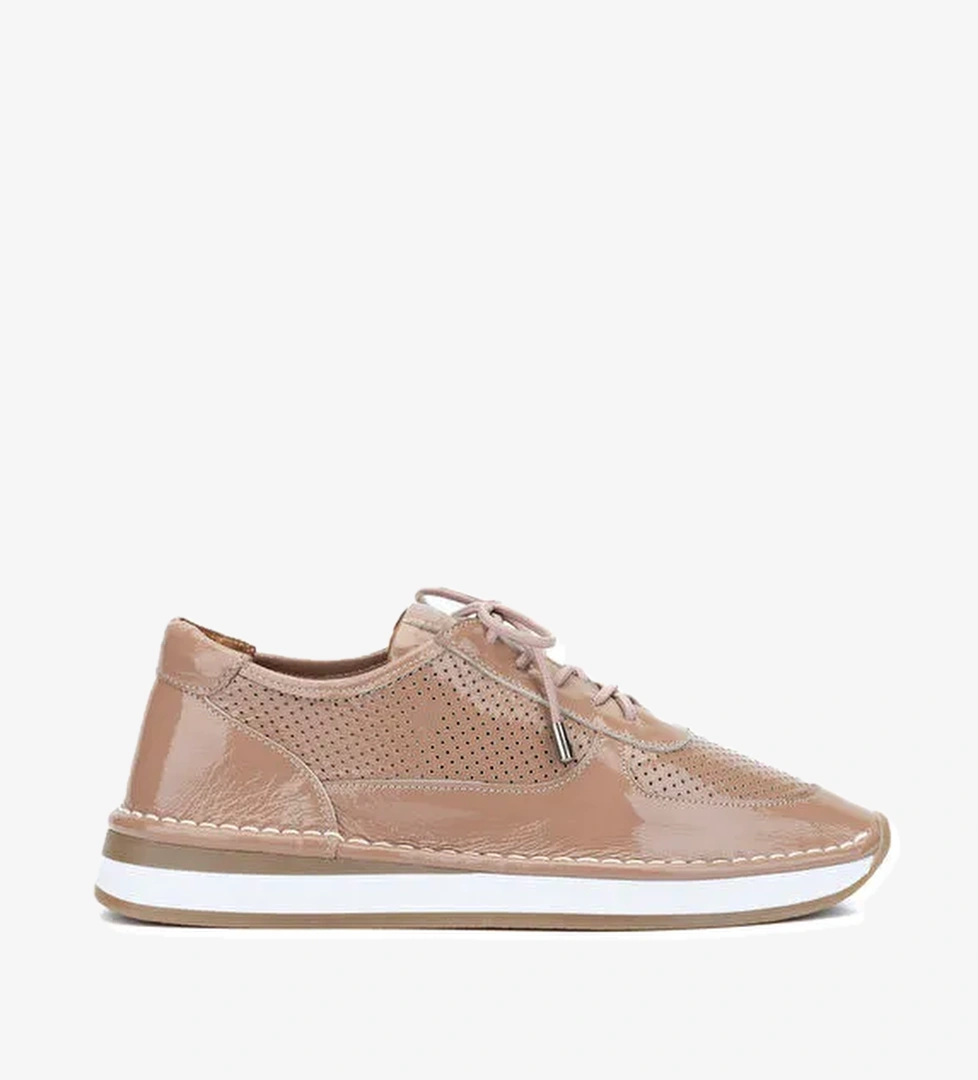 Tamer Tanca Kadın Deri Hasır Vizon Rugan Sneakers & Spor Ayakkabı - Görsel 1