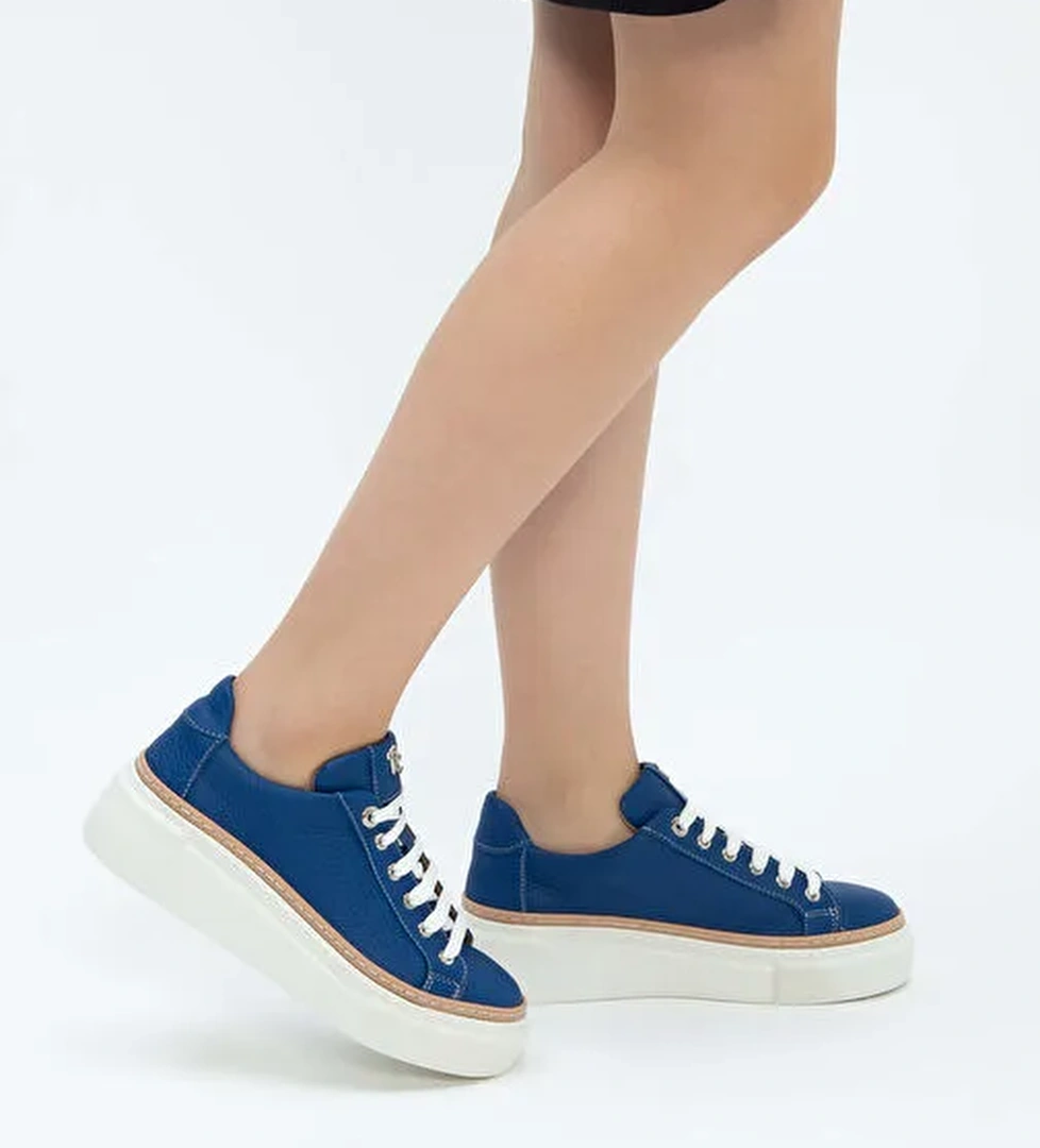 Tamer Tanca Kadın Hakiki Deri Saks Floter Sneakers & Spor Ayakkabı - Görsel 1