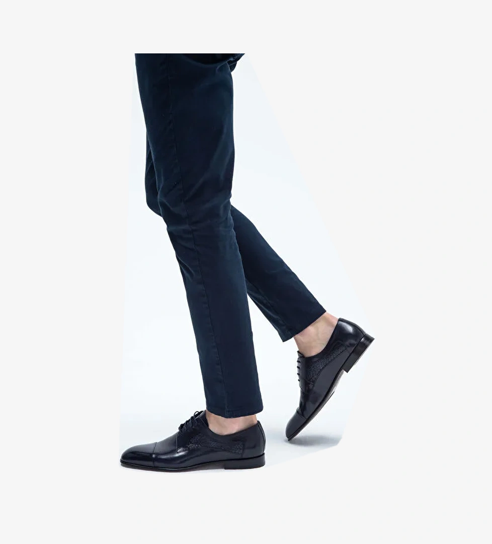 Tamer Tanca Erkek Hakiki Deri Lacivert/Lacivert Klasik Ayakkabı - Görsel 1