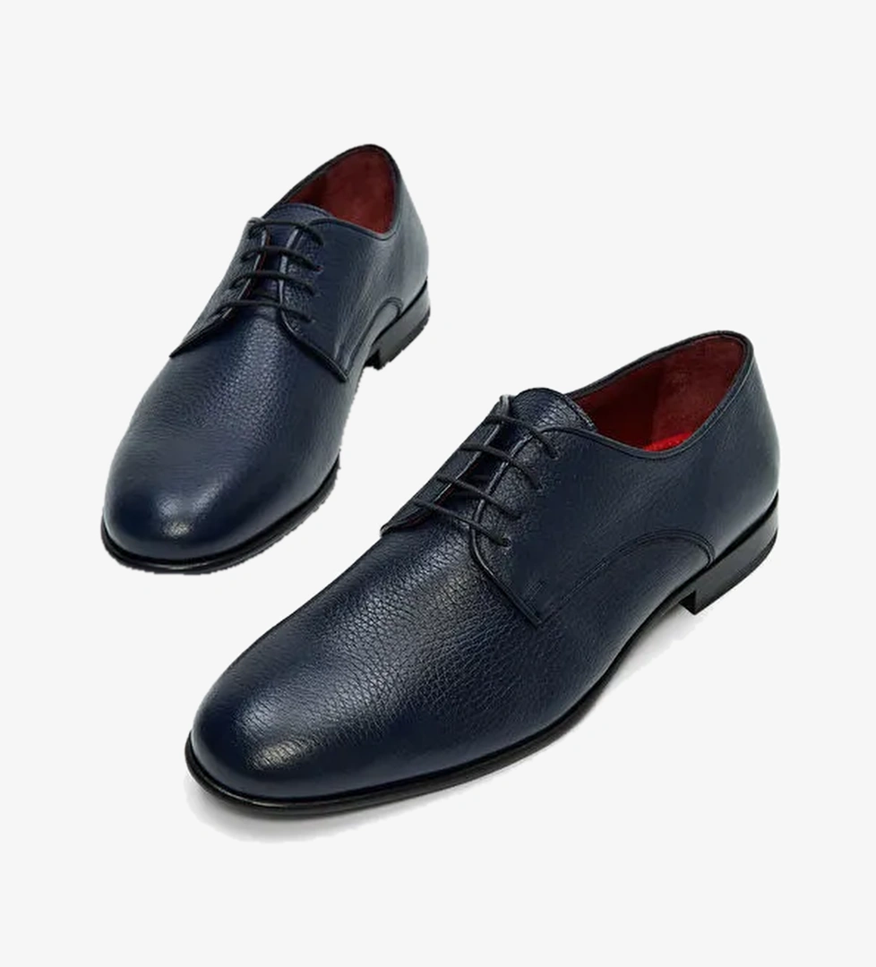 Tamer Tanca Erkek Hakiki Deri Lacivert Klasik Ayakkabı - Görsel 1