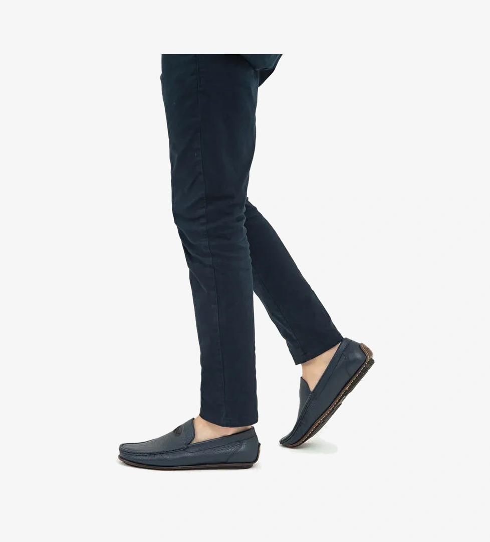 Tamer Tanca Erkek Hakiki Deri Lacivert Driver Ayakkabı - Görsel 1