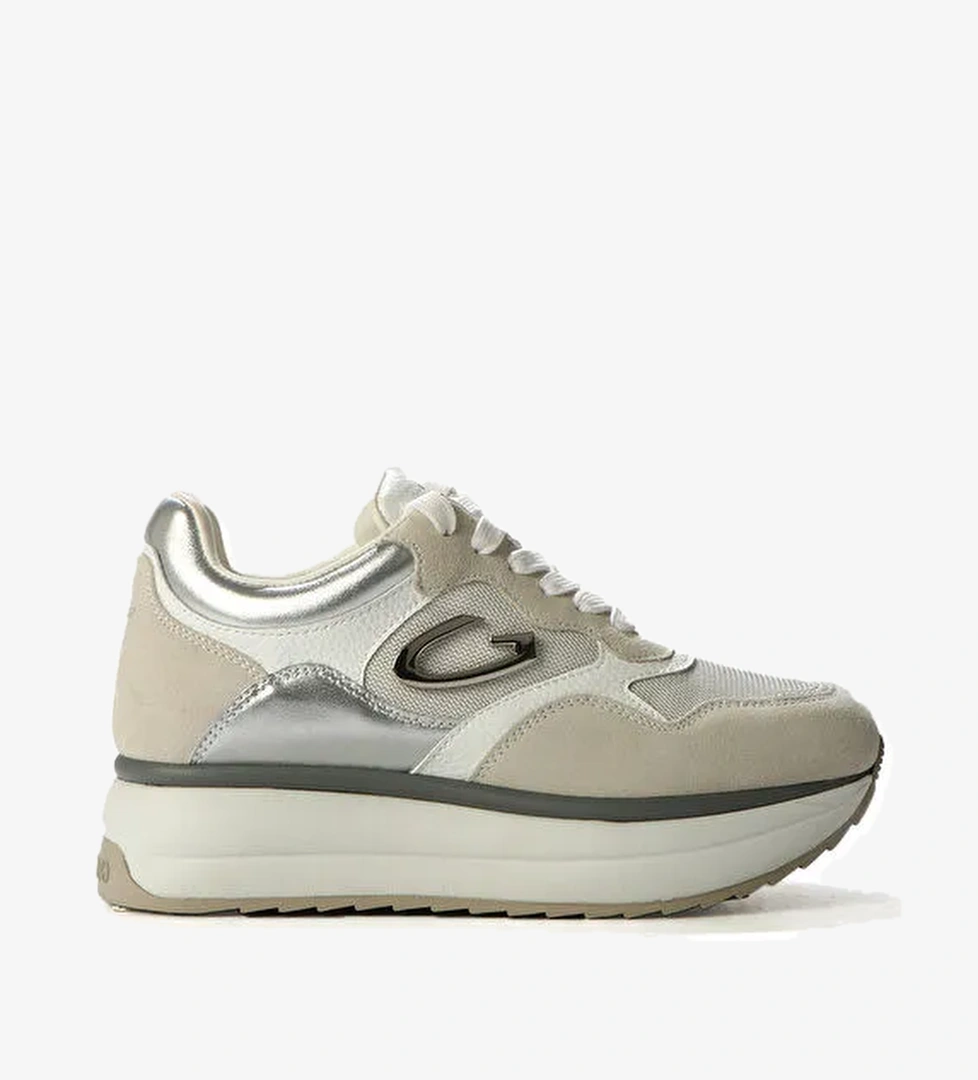 Alberto Guardiani Beyaz-Gümüş Kadın Deri Sneaker G03G100021 - Görsel 1