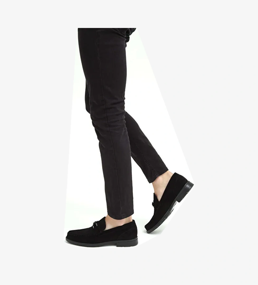 Tamer Tanca Erkek Hakiki Deri Siyah Süet Klasik Ayakkabı - Görsel 1