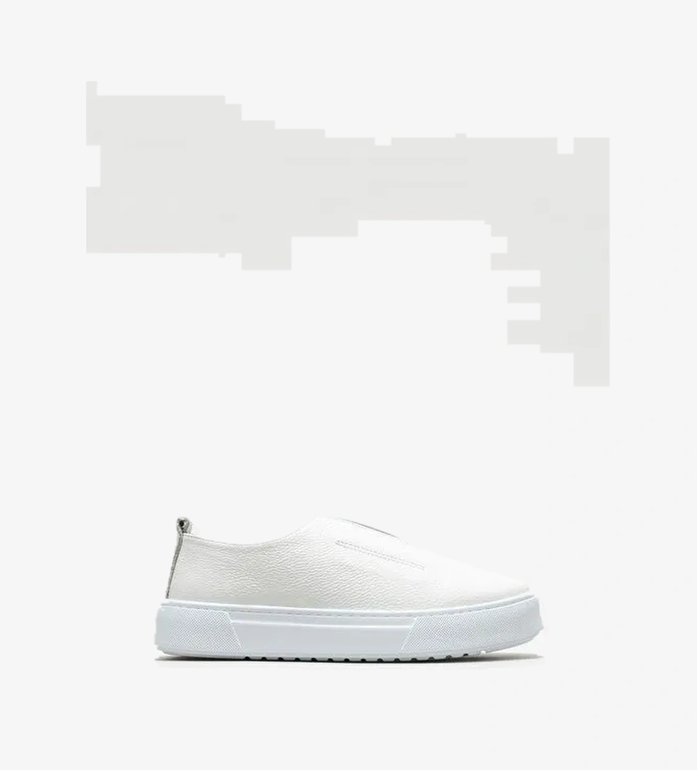 Beyaz Deri Erkek Günlük Ayakkabı - Görsel 1