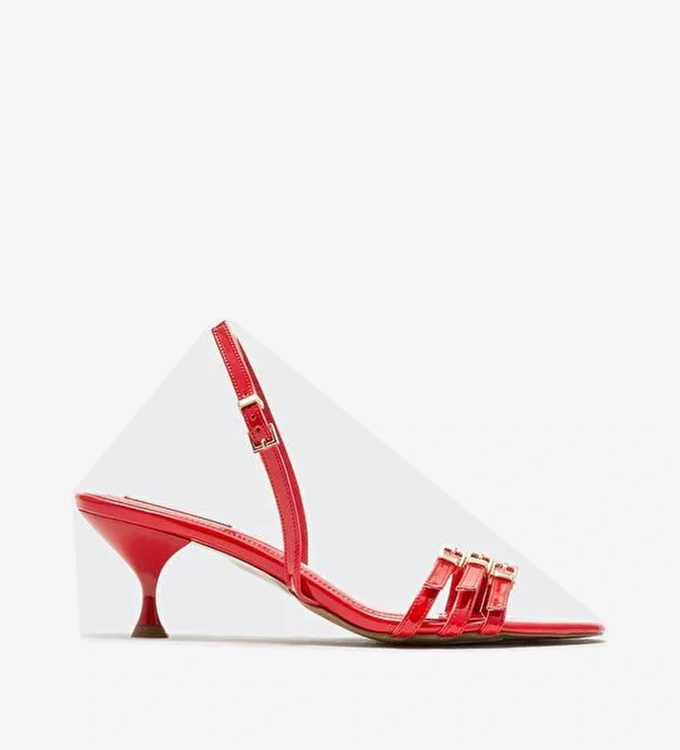 Kırmızı Kadın Topuklu Sandalet - Görsel 1