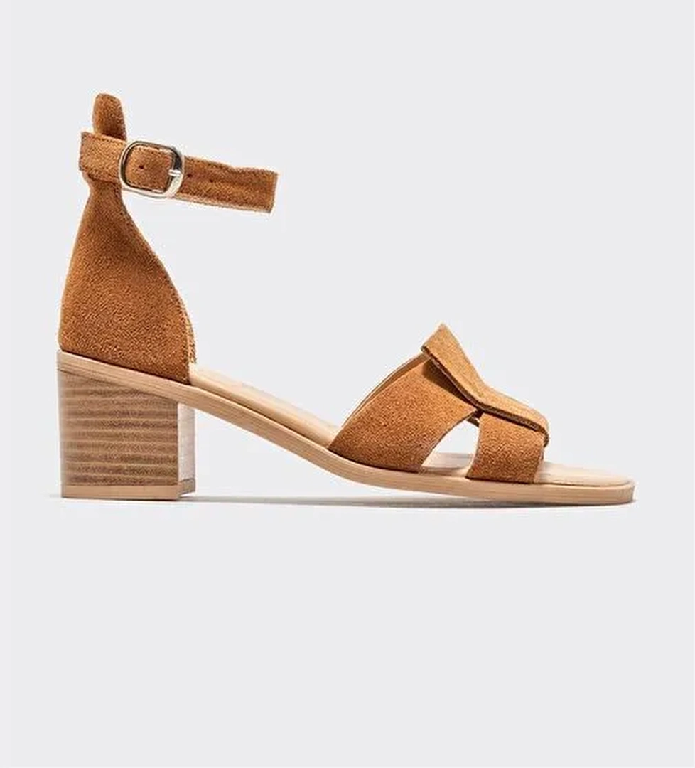 Elle Taba Kadın Süet Topuklu Sandalet BAYNESSA-1 - Görsel 1