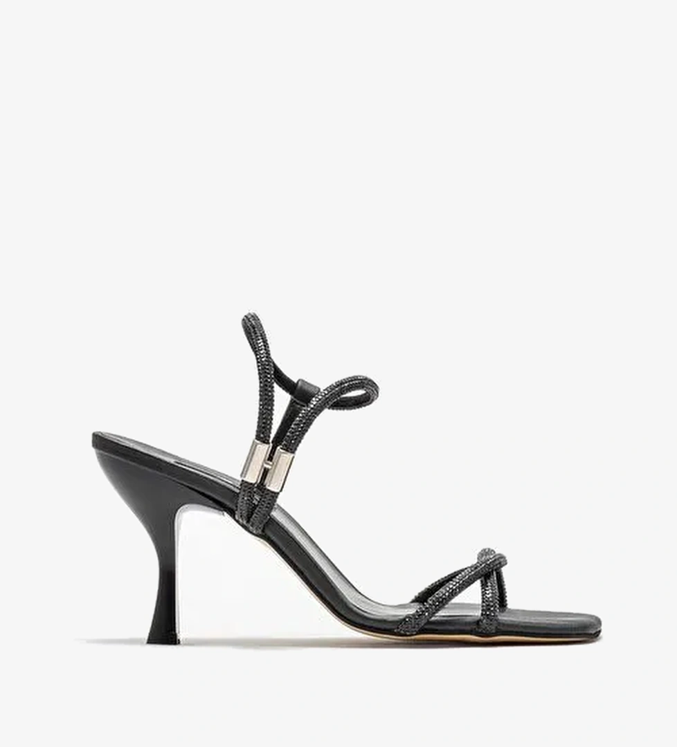 Siyah Kadın Topuklu Sandalet - Görsel 1