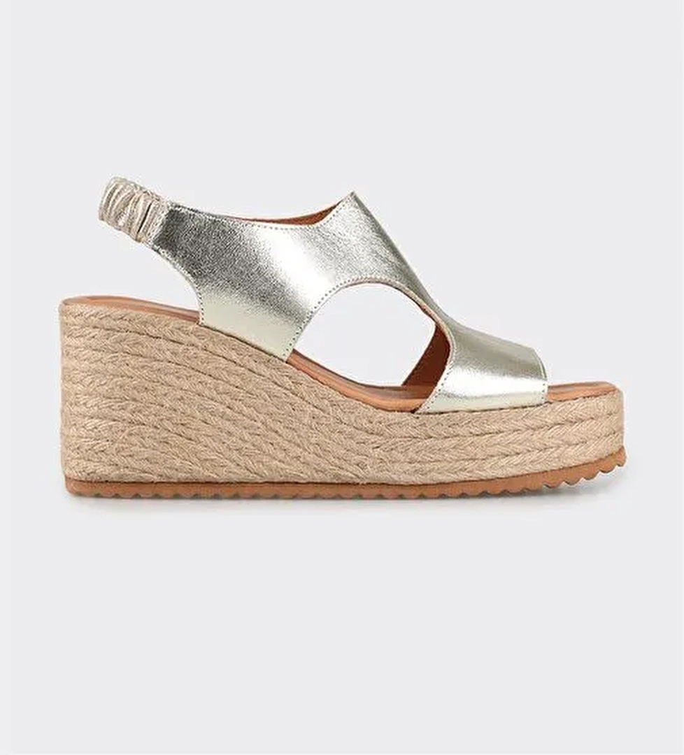 Gold Deri Kadın Espadril
