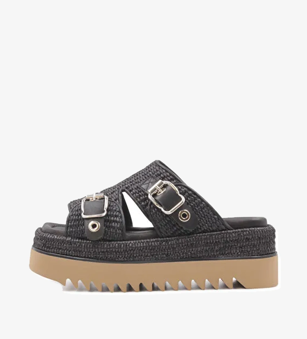 Laura Bellariva Siyah Kadın Deri - Kumaş Terlik 9541B - Görsel 1