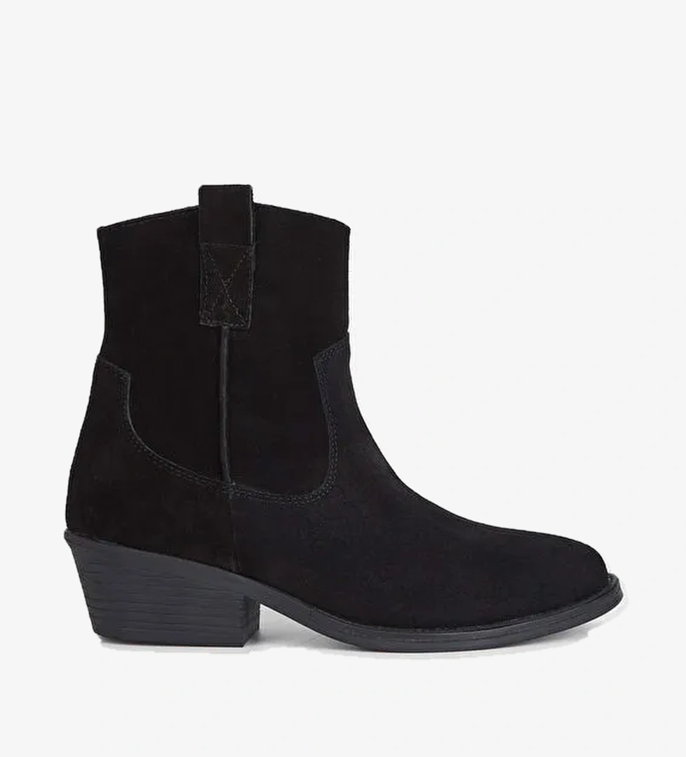 Tamer Tanca Kadın Hakiki Deri Siyah Süet Western Bot - Görsel 1