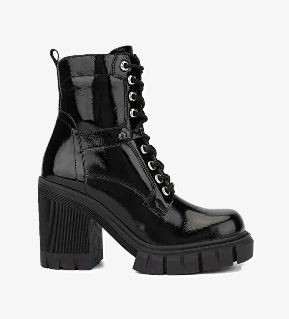 Tamer Tanca Kadın Hakiki Deri Siyah Rugan Casual Bot - Görsel 1