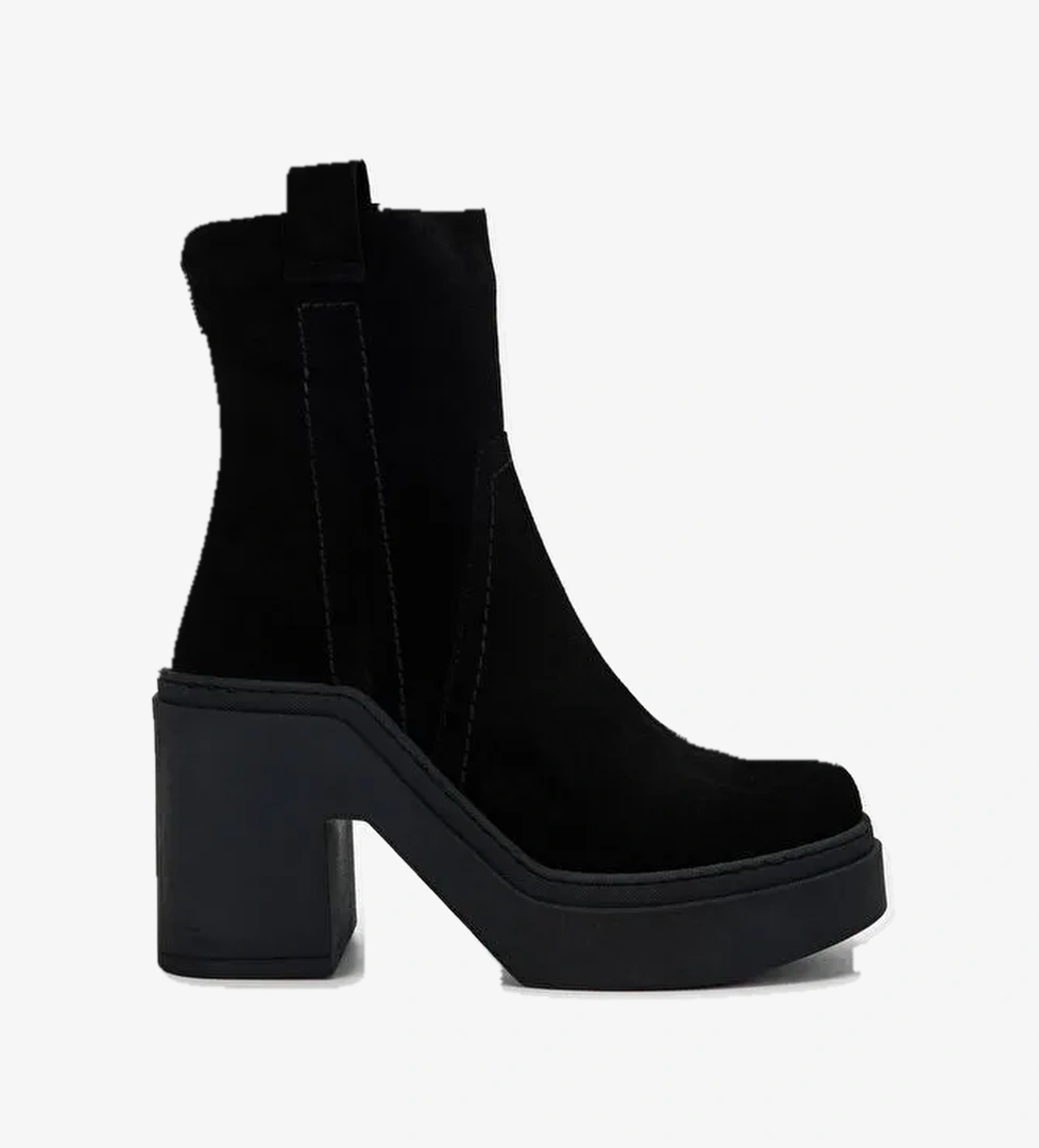 Tamer Tanca Kadın Hakiki Deri Siyah Süet Casual Bot - Görsel 1