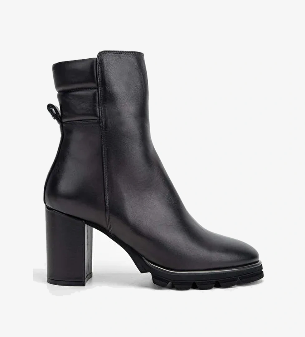 Tamer Tanca Kadın Hakiki Deri Siyah Deri Topuklu Bot - Görsel 1