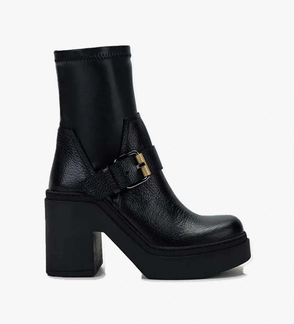 Tamer Tanca Kadın Hakiki Deri Siyah Deri Casual Bot - Görsel 1