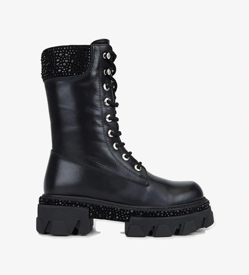 Tamer Tanca Kadın Hakiki Deri Siyah Deri Casual Bot - Görsel 1