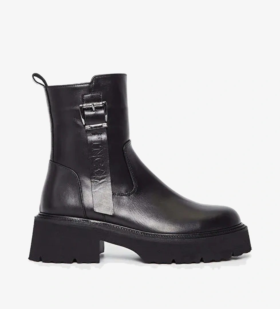 Tamer Tanca Kadın Hakiki Deri Siyah Deri Casual Bot - Görsel 1