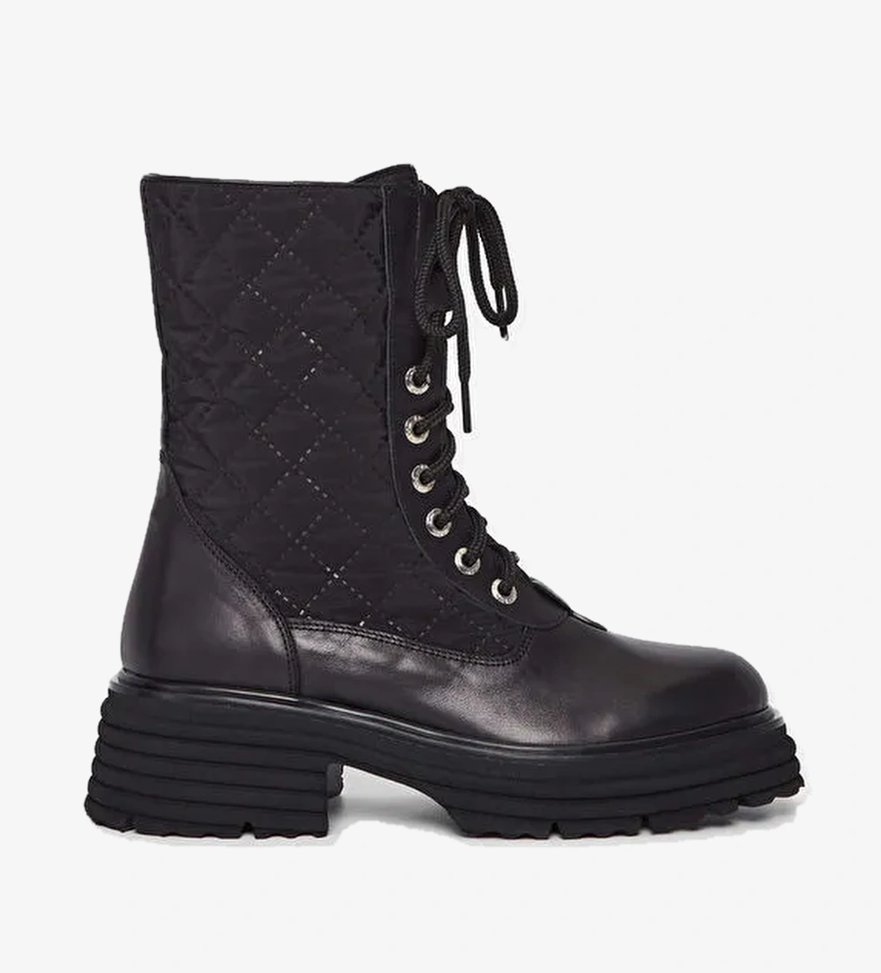 Tamer Tanca Kadın Hakiki Deri Siyah Deri Casual Bot - Görsel 1