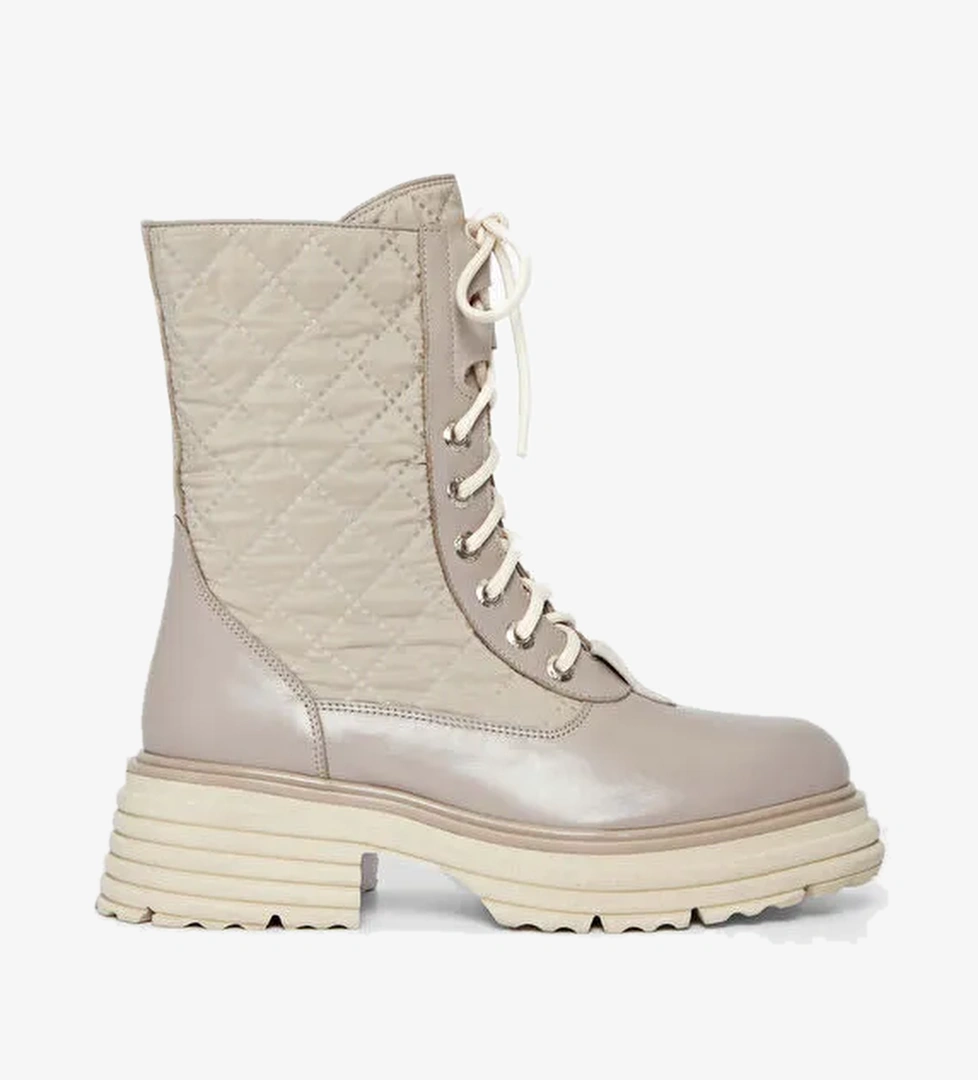 Tamer Tanca Kadın Hakiki Deri Bej Rugan Casual Bot - Görsel 1