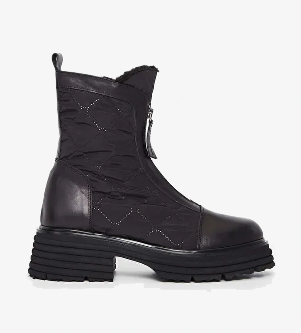 Tamer Tanca Kadın Hakiki Deri Siyah Deri Casual Bot - Görsel 1