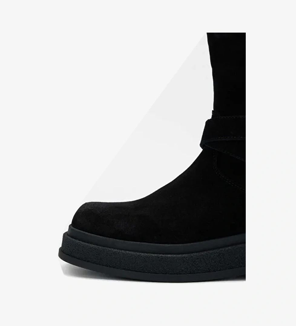 Tamer Tanca Kadın Hakiki Deri Siyah Süet Casual Bot - Görsel 1