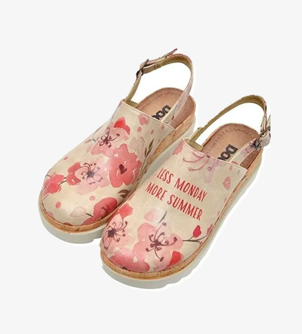 Kadın Vegan Deri Bej Kalın Taban Sandalet - More Summer Tasarım - Görsel 1