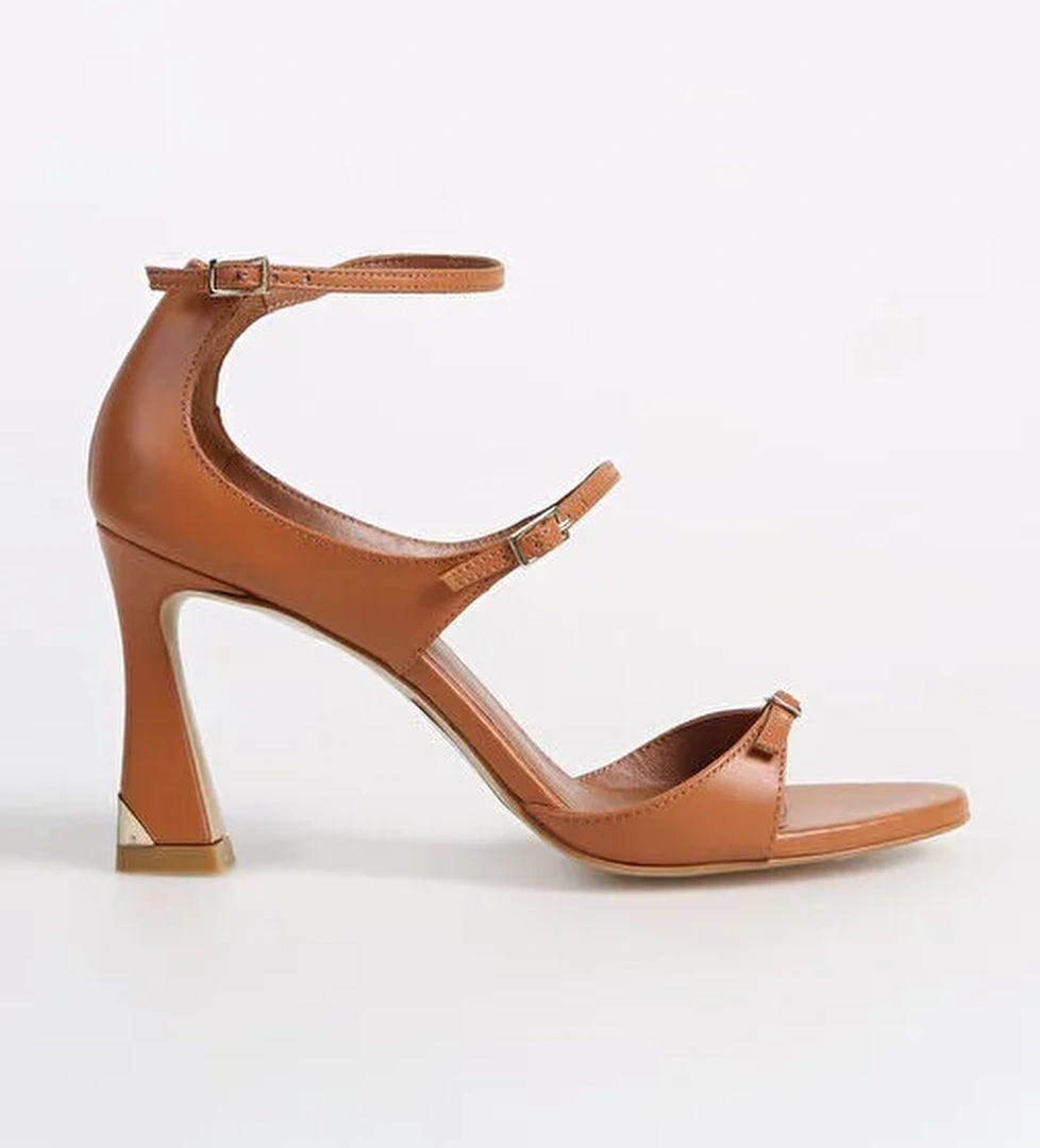 George Hogg Taba Kadın Deri Topuklu Sandalet J18533001-4SS - Görsel 1