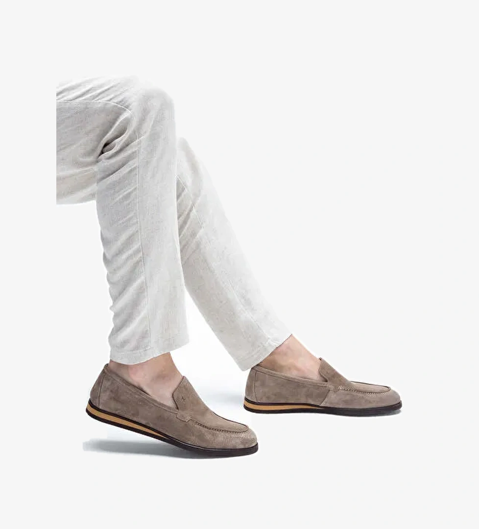 Tamer Tanca Erkek Hakiki Deri Taş süet Loafer Ayakkabı - Görsel 1