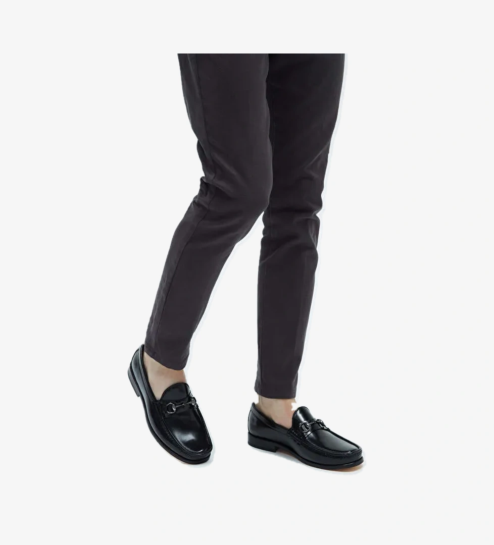 Tamer Tanca Erkek Hakiki Deri Siyah Açma Mokasen & Loafer Ayakkabı - Görsel 1