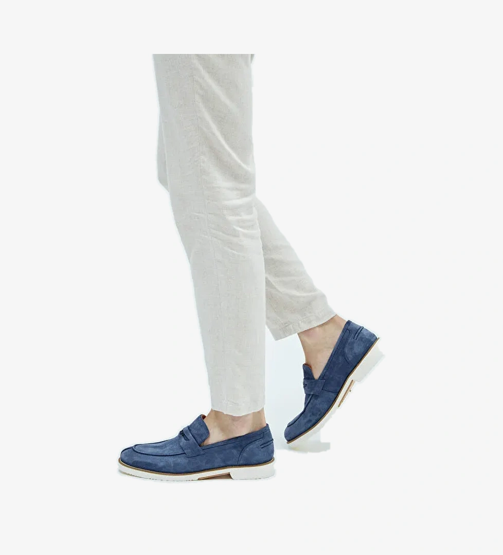 Tamer Tanca Lacivert Erkek Süet Loafer 537 3190 ERK AYK Y23 - Görsel 1