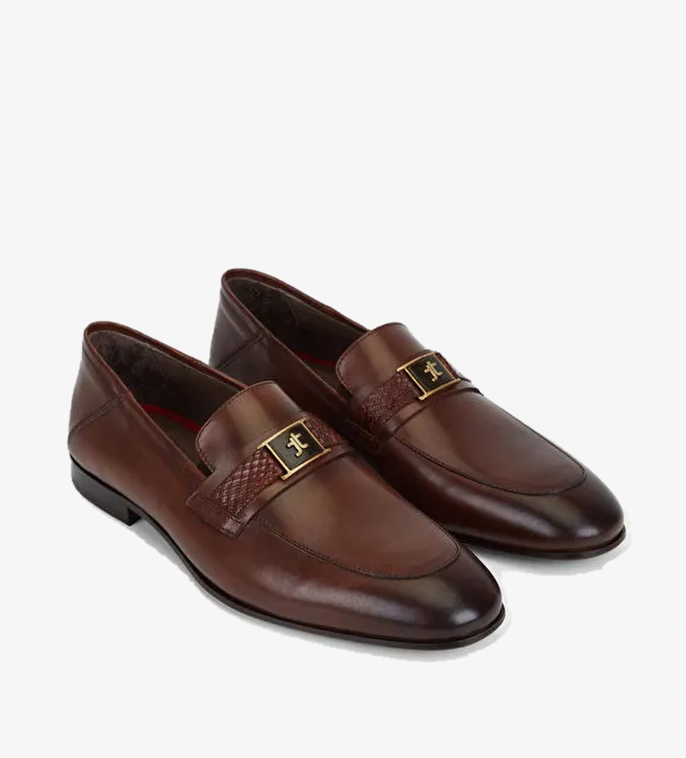 Tamer Tanca Erkek Hakiki Deri Kahverengi Loafer Ayakkabı - Görsel 1