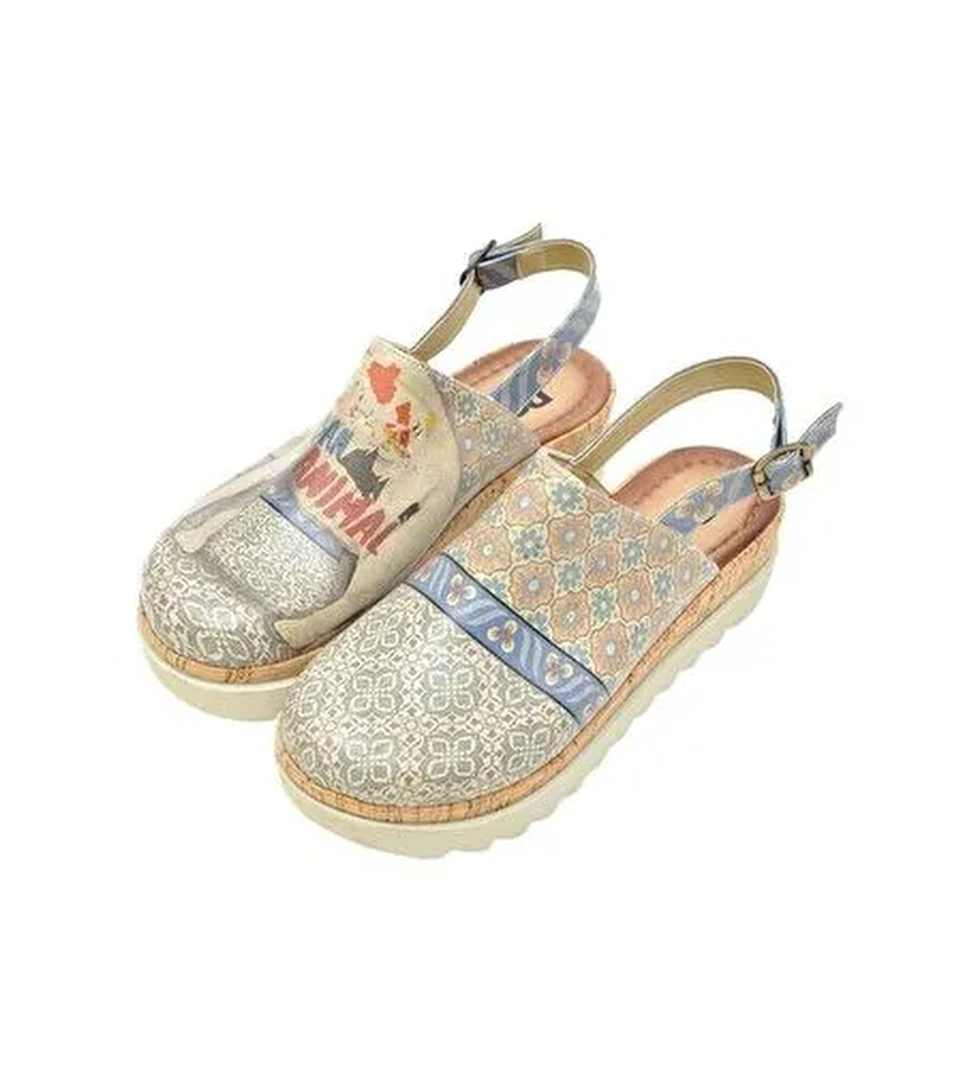 Kadın Vegan Deri Çok Renkli Kalın Taban Sandalet - Urban Animal Tasarım - Görsel 1