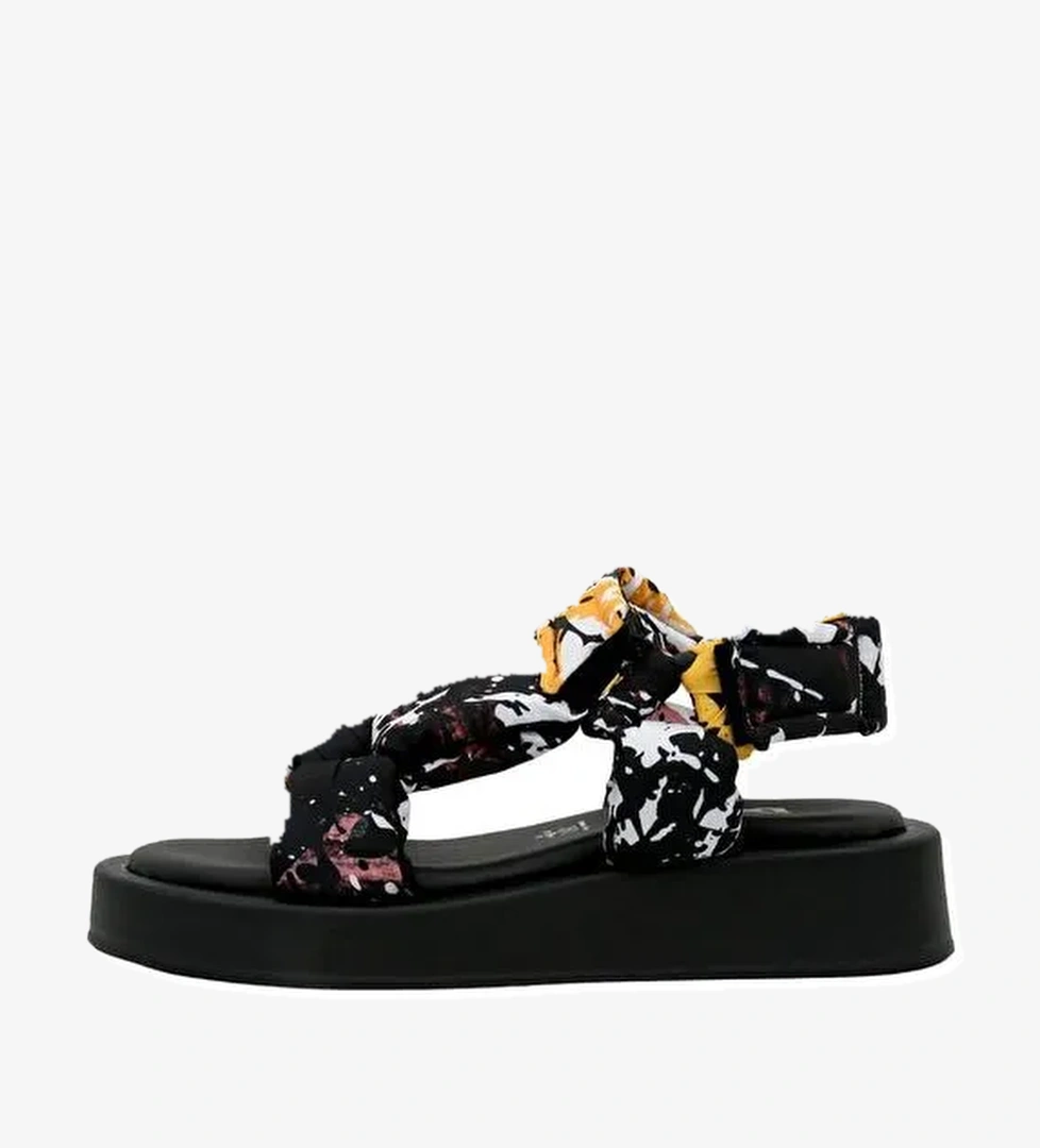 Kadın Vegan Çok Renkli Kalın Taban Sandalet - Colors of Chaos Tasarım - Görsel 1