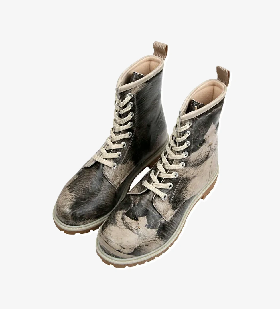 Kadın Vegan Deri Bej Uzun Bot - Curious Eyes Tasarım - Görsel 1