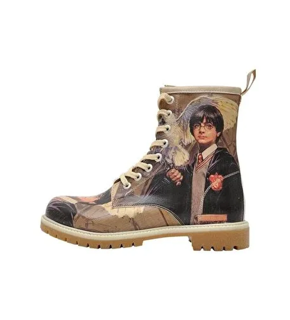 Kadın Vegan Deri Çok Renkli Uzun Bot - Warner Bros Harry and Hedwig Harry Potter Tasarım - Görsel 1