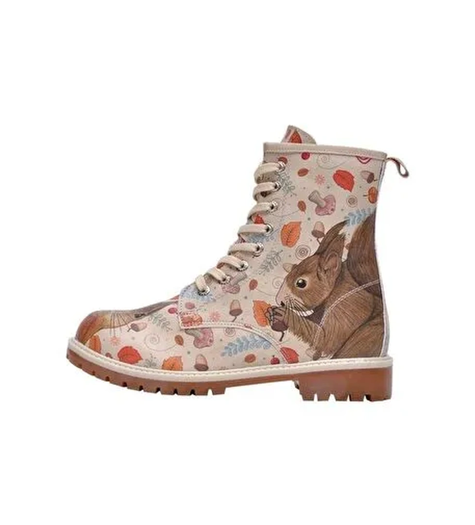 Kadın Vegan Deri Bej Uzun Bot - Squirrel Tasarım - Görsel 1