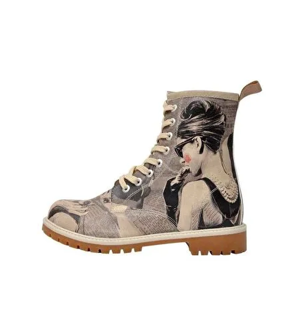 Kadın Vegan Deri Gri Uzun Bot - Go Back to Being Yourself Tasarım - Görsel 1