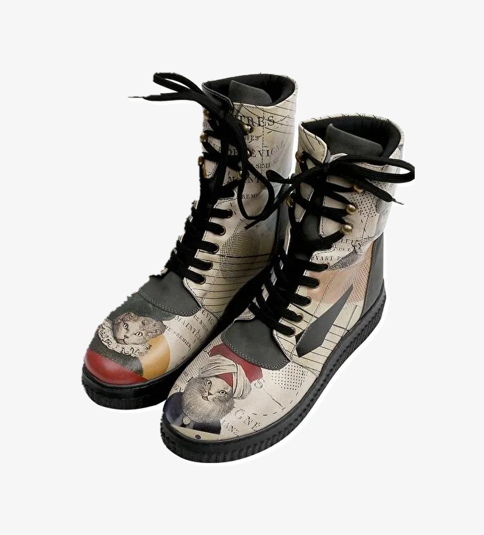 Kadın Vegan Deri Bej Uzun Bot - Mon Cher Tasarım - Görsel 1