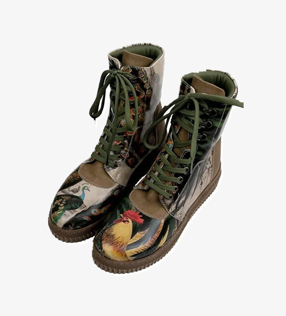 Kadın Vegan Deri Bej Uzun Bot - Unique Pairing Tasarım - Görsel 1