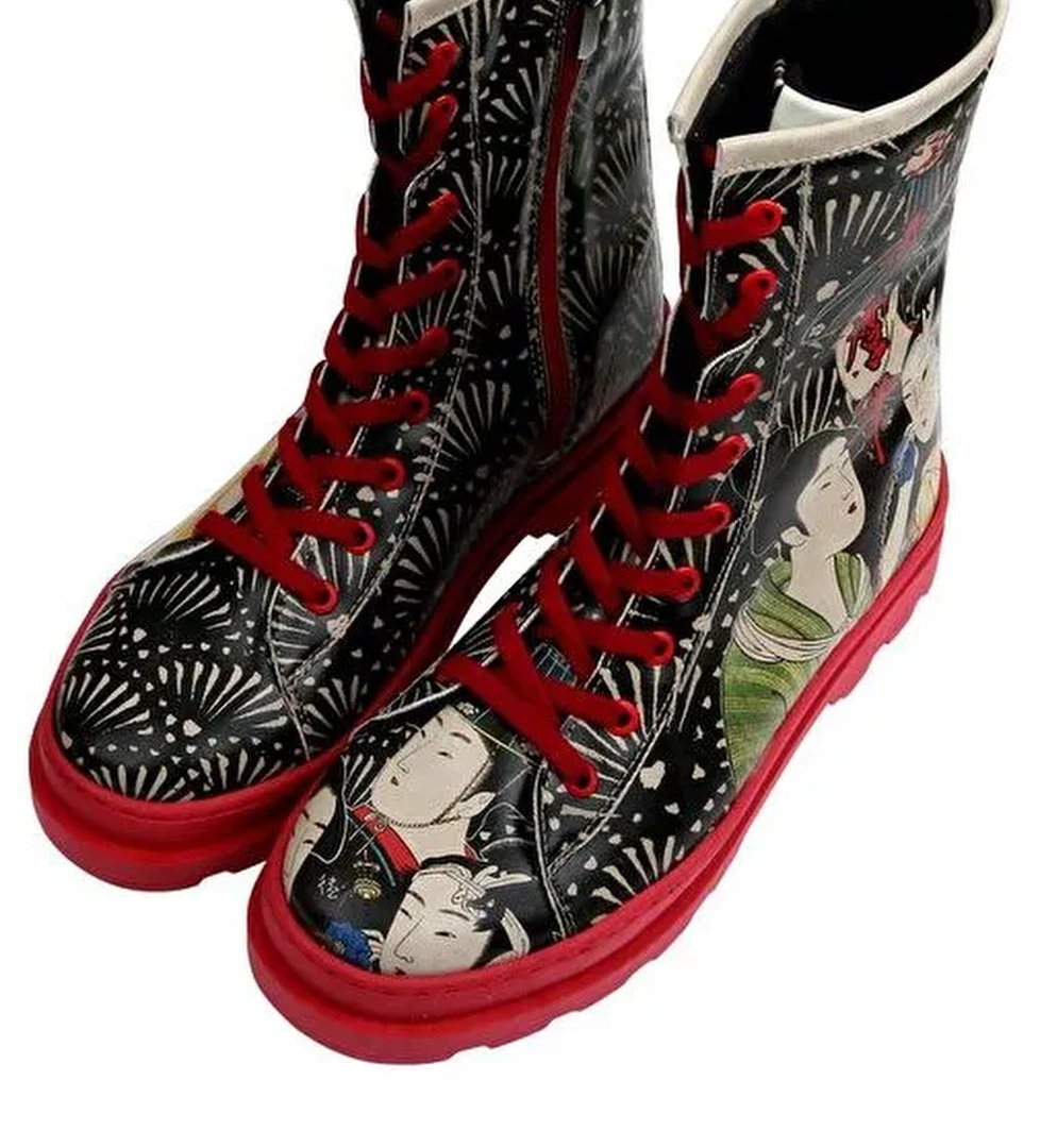 Kadın Vegan Deri Siyah Fermuarlı Uzun Bot - Small Talk Tasarım - Görsel 1