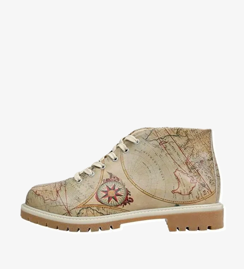 Kadın Vegan Deri Bej Fermuarlı Kısa Bot - Change Your Course Tasarım - Görsel 1