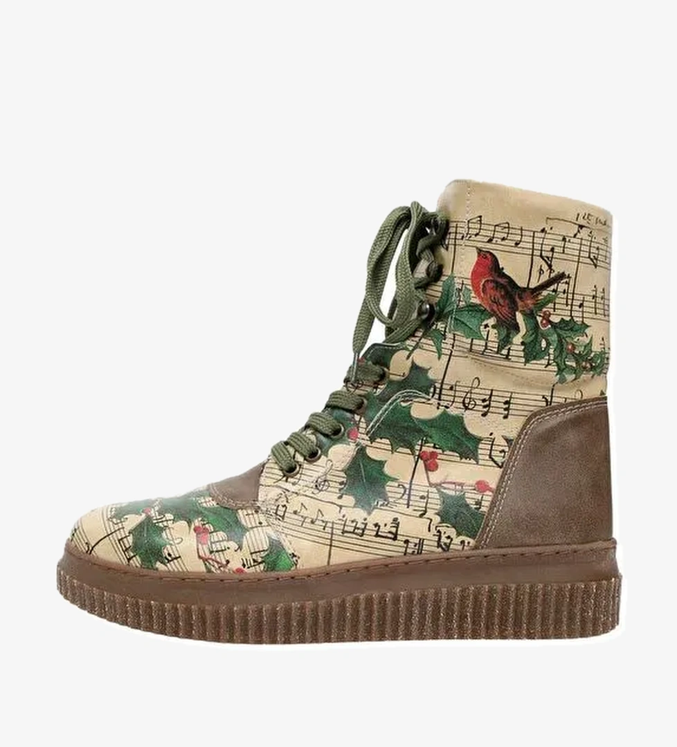 Kadın Vegan Deri Yeşil Uzun Bot - Your Voice is Like A Song To Me Tasarım - Görsel 1