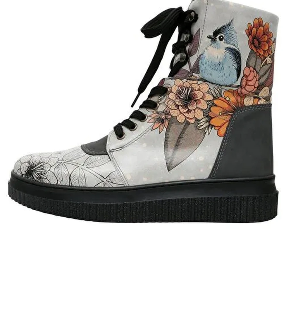 Kadın Vegan Deri Gri Uzun Bot - Magic in the Air Tasarım - Görsel 1